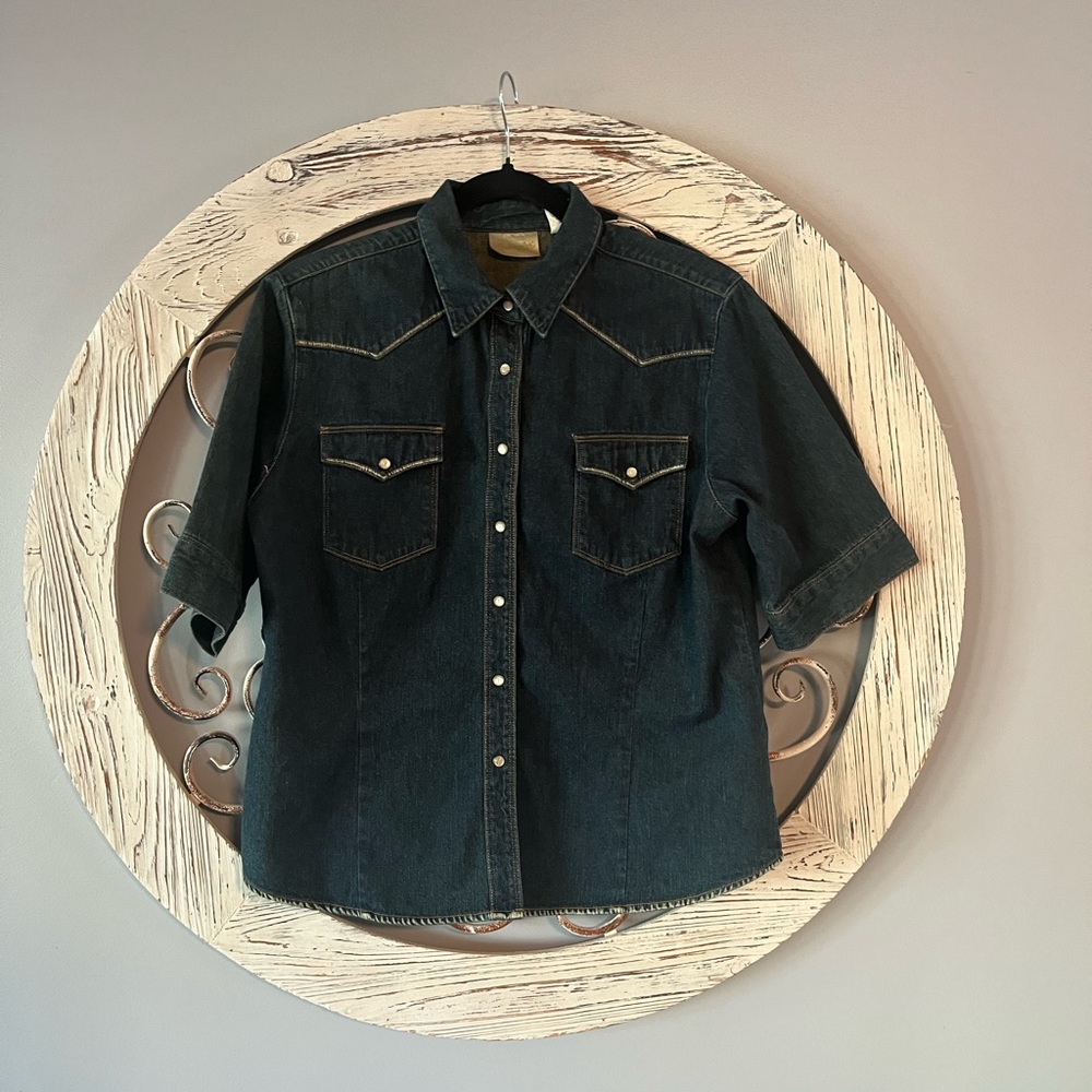 Wrangler Dark Denim Button Down Shirt